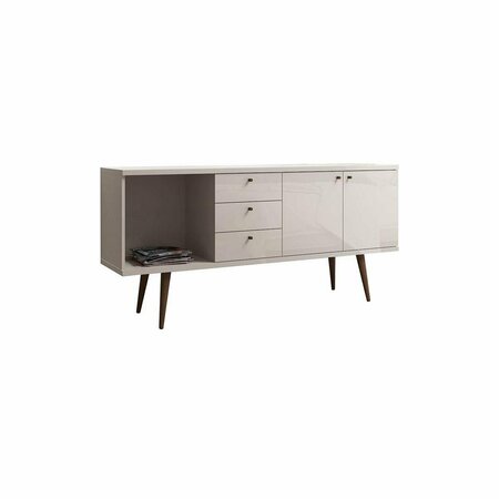 DESIGNED TO FURNISH 63.38 in. Utopia Wide Dresser with 3 Drawer, Off White & Maple Cream DE3064597